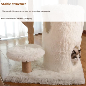 Árbol para Gatos Ecológico con Tablero de Partículas E1, Madera Natural, Peluche de Conejo y Postes Rascadores de Yute para Gatos de Interior - Product Image 5
