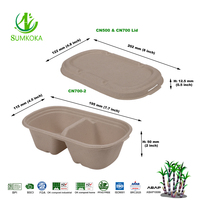 SUMKOKA Contenants alimentaires à emporter écologiques 100% naturels et compostables en fibres de canne à sucre, bol à 2 compartiments en bagasse de canne à sucre