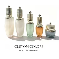Ensemble d'emballages cosmétiques en verre rose dégradé vide pour soins de la peau : flacon de toner, sérum, lotion, pot de crème – Logo, taille et couleur personnalisables