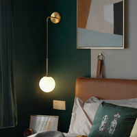 Lampe murale LED en fer, style nordique moderne minimaliste, verre de luxe, pour chambre à coucher et salon