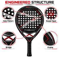 Raquette de padel professionnelle en fibre de carbone en forme de larme pour un contrôle du spin et des performances d'élite avec fabrication OEM personnalisée