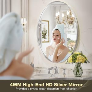 กระจกติดผนังทรงวงรี Brightify ขนาด 22x30 นิ้ว กรอบโลหะสีเงิน กระจกตกแต่งห้องน้ำสไตล์โมเดิร์น - Product Image 2