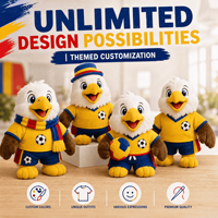 Peluche Aigle de la Roumanie, modèle Euro Football 2028, personnalisable, Vente en gros OEM ODM, Mascotte de football, Cadeau