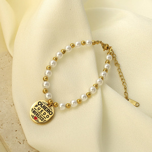 Baroque Freshwater Pearl <b>Beaded</b> <b>Bracelet</b> Gold <b>Charm</b> Women's Jewelry Gift - Product Image 3