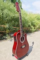 Guitare électro-acoustique Aiersi de 41 pouces, 12 cordes, en acajou rouge vin brillant, fabriquée à la main en usine, avec micro 7545