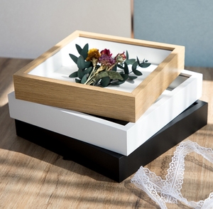 Hoa hiển thị khung 3x4 5x7 6x14inch 5cm sâu bóng hộp kính thực phía trước màu trắng và màu đen gỗ tự nhiên MDF bóng hộp khung - Product Image 2