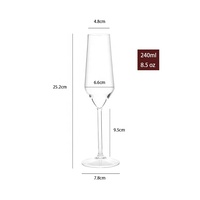Vente en gros d'usine OEM & ODM de gobelets en plastique AS personnalisés 8.5oz 240ml verre à vin transparent incassable en plastique
