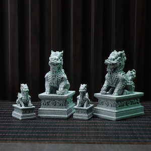 Adornos de Piedra Qilin, Miniaturas de Arenisca Verde para Mascotas de Té, Decoración para Proteger la Entrada y la Prosperidad - Product Image 4