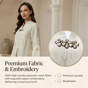 ชุดอาบายะห์ผู้หญิงแบบหรูหรา ปักลายไล่เฉดสี ทรงหลวมยาว สไตล์เรียบร้อย รับผลิตแบบ OEM - Product Image 3