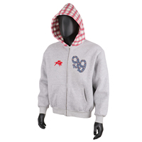 Sweat à capuche zippé en polaire épais à double épaisseur, à carreaux, avec broderie appliquée personnalisée et strass