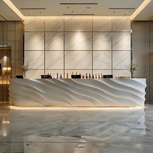 Q062 Artistic Contemporary Aesthetic Appeal Furniture Front <b>Table</b> Curved FRP <b>Bar</b> Counter Checkout Counter for Club Lounge - Product Image 3