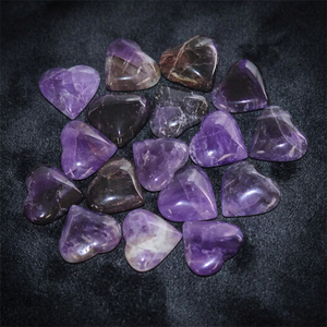 Polished Amethyst Heart Shape <b>Crystal</b> Stones Natural Gemstone <b>Real</b> Touch Antique Imitation Love Theme Valentine's Day Decor - Product Image 2