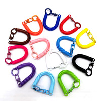 Porte-clés rétractable à ressort avec mousqueton, spirale élastique anti-perte pour poignet, cordon extensible pour clés