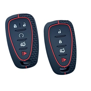 2Pcs Silicone 5 Buttons Key Fob Cover Remote Case Keyless Protector Compatible with Chevrolet Chevy Malibu Camaro Cruze Limited Equinox Impala Limited Sonic Malibu Limited OHT01060512 (Black & Blue