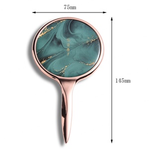 Rose Gold Metal Custom Logo Compact Makeup Cosmetic Travel Vanity Hand Big Mirror - Product Image 5