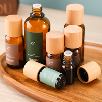 Flacon vide en verre ambré pour sérum de soin de la peau, avec logo personnalisé, pour parfum, aromathérapie, huile essentielle, avec couvercle en bambou