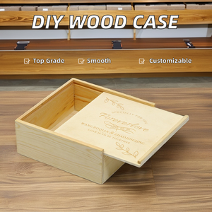 กล่องเก็บไม้สนยังไม่เสร็จพร้อมฝาสไลด์เคสเปล่าธรรมชาติสำหรับงานฝีมือ DIY คริสต์มาสงานแต่งงานของขวัญปาร์ตี้เครื่องประดับ-สไตล์ศิลปะ - Product Image 3