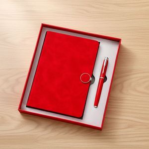 Carnet de notes personnalisé en cuir PP rouge pour entreprise, journal, cadeaux, bloc-notes promotionnel en gros, ensemble cadeau d'entreprise, stylo de luxe - Product Image 1