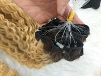 Micro Boucle Trame Extensions de Cheveux avec Perles Vierge Raw Remy Cheveux Vietnamiens Cuticule Alignée Double Dessiné Ombre Blond 613 Bouclés