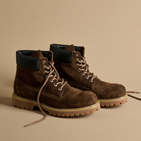 Bottes Martin pour hommes en gros, en cuir suédé véritable, faites à la main, noires, à plateforme rehaussante, semelle en caoutchouc, OEM, sur mesure, directement de l'usine