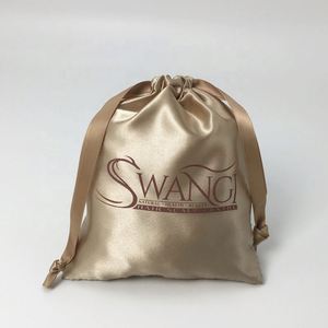 Custom Logo Printed Luxury Soft Satin Gift Bags Clothing Golden Dust Pouch Packaging - Product Image 1