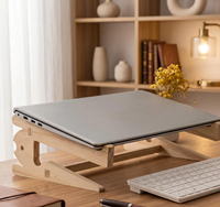 Dudukan Laptop Kayu Pinus, 2 in 1 Ergonomis Dapat Dilepas & Penyangga Notebook Vertikal