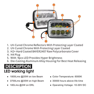 FDN 4x6 accesorios de coche faro Led 45W 5 pulgadas foco Led cuadrado Lámpara de trabajo Led de haz alto para vehículos de coche Para Autos - Product Image 5