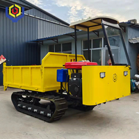 Dumper sur chenilles avec cabine, benne hydraulique, chenilles en caoutchouc, transporteur tout-terrain pour travaux agricoles et de construction