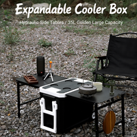 Glacière isotherme 35L avec table pliante hydraulique, glacière rigide pour camping, voiture et extérieur - Offre Spéciale