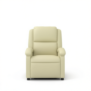 Cream Pu Leather Recliner Chair Manual Operation Contemporary Design Living Room Furniture - Product Image 1