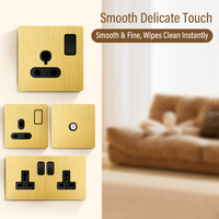 Interrupteur mural en laiton brossé doré avec prises USB Type-C, idéal pour la décoration d'hôtels et de maisons, multifonctionnel, compatible UE et Royaume-Uni