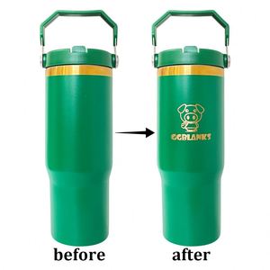 Powder Coated Gold Copper Plated 30oz Flip Top Straw Student Tumbler Water <b>Bottle</b> for Laser Engraving - Product Image 3