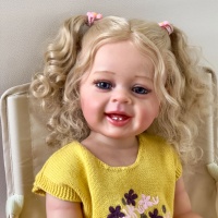 Poupée Reborn réaliste en vinyle de 20 pouces, yeux ouverts, cheveux dorés, jouet doux, corps souple, vêtements interchangeables, unisexe, cadeau parfait
