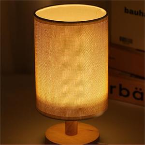 Simple Fabric Wooden Base Night Lamp Soft <b>Light</b> Cozy Atmosphere Wooden Table Lamp for Bedside - Product Image 2