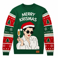 Pull de Noël moche en jacquard à col rond, respirant, avec logo frontal, idéal pour les fêtes d'hiver, vente en gros, OEM