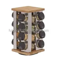 OEM ODM Assaisonnements pour la maison Condiments Bambou Bois Épices Porte-Pot Personnalisé Vente en Gros Rotatif Épices Organisateur Cuisine