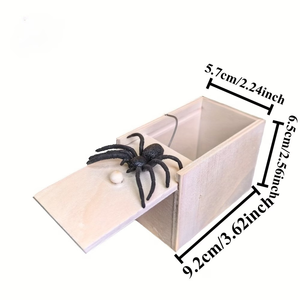 Set di 2 scatole scherzose con ragno, ideali per feste, dormitori, uffici. Scatola scherzosa con ragno in legno fatta a mano. - Product Image 3