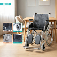 Fauteuil roulant manuel pliable MDK QK902C avec repose-jambes relevables, roues arrière solides de 24 pouces, garantie de 3 ans, chaise de rééducation