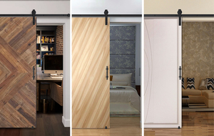 WEKIS M00002 Modern Industrial Style Durable Brass Barn Door Hardware <b>Kits</b> Black Steel Glass Entry Bathroom Sliding Door Screw - Product Image 5