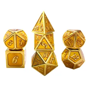 Jeu de dés à collectionner, 7 pièces, en métal doré, brillant, métallique, en étain, cadeau pour jouer à des collectionneurs, longeurs et Dragons