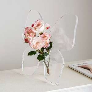 कारखाने थोक सरल आधुनिक कला डेको वर्ग पारदर्शी एक्रिलिक तितली <span class=keywords><strong>vase</strong></span> वॉटरप्रूफ टिकाऊ घर के लिए बड़ी क्षमता - Product Image 2