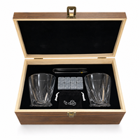 Coffret cadeau de whisky haut de gamme avec 2 verres torsadés, 8 glaçons en acier inoxydable, pince, boîte en bois, cadeaux personnalisés avec logo pour hommes