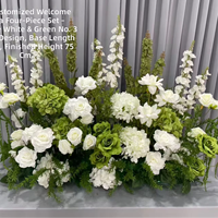 Décor de bienvenue pour mariage : Ensemble de panneaux suspendus réutilisables en soie artificielle, roses et hortensias blancs et verts, pour table et allée