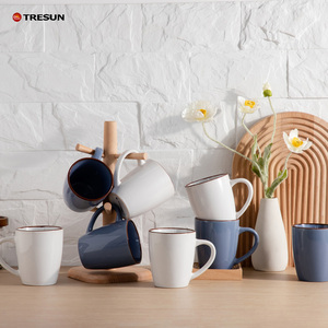 Minimalist Customable Ceramic Mug Premium Porcelain Coffee Mug Set with Forest Green Solid Color Glaze Coffee <b>Cup</b> - Product Image 5