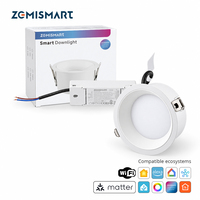 Zemismart Matter Over WiFi Smart Recessed Downlight RGBCW Dimmable Ceiling Light Works with Apple Home Alexa Google Home
