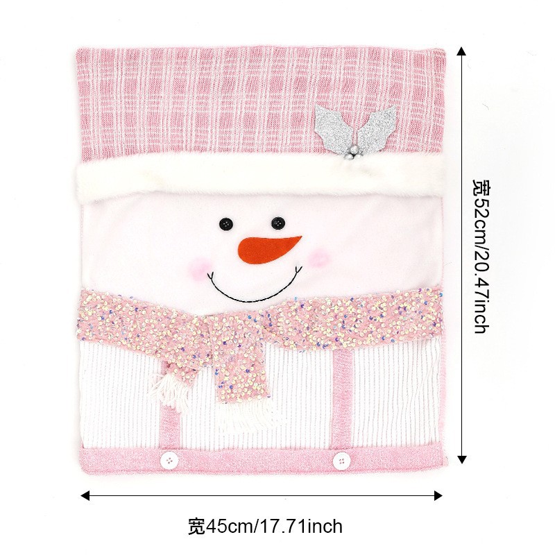Housse de chaise rose bonhomme de neige