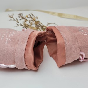 Pochette de protection en suède de luxe avec cordon de serrage pour bijoux (boucles d'oreilles et bracelets), couleur et taille personnalisables - Product Image 3