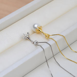 Pendientes de Plata S925 con Forma de Mariposa, con Borla Larga y Perla Hueca, Accesorio de Joyería DIY 1226 - Product Image 4