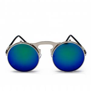 Trendy Retro Metal Round Steampunk Flip-Up Gafas de sol con <span class=keywords><strong>lentes</strong></span> de espejo <span class=keywords><strong>para</strong></span> hombres y mujeres - Product Image 4