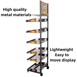 Tùy chỉnh cửa hàng bán lẻ <span class=keywords><strong>6</strong></span> lớp lưu trữ giỏ bánh mì Biscuit Snack kẹo thực phẩm đóng hộp hạt chai uống kim loại Rack hiển thị đứng - Product Image 4